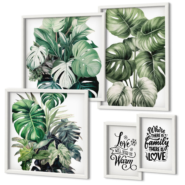 Set di quadri incorniciati Motivi vegetali e citazioni boho