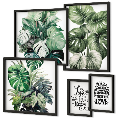Set di quadri incorniciati Motivi vegetali e citazioni boho