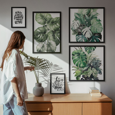 Set di quadri incorniciati Motivi vegetali e citazioni boho