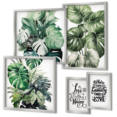 Set di quadri incorniciati Motivi vegetali e citazioni boho