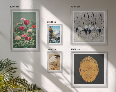 Polittico con cornice paesaggi asiatici fiori