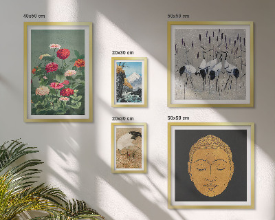 Polittico con cornice paesaggi asiatici fiori