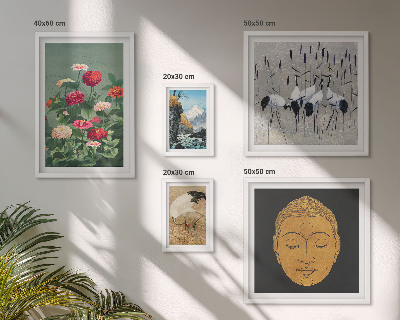 Polittico con cornice paesaggi asiatici fiori