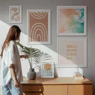 Set di 5 quadri con eleganti decorazioni floreali