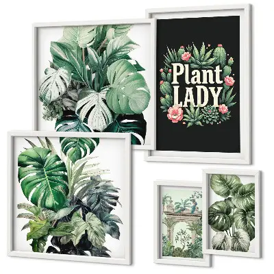 Set di quadri incorniciati decorazione da parete in stile boho-chic con motivi green