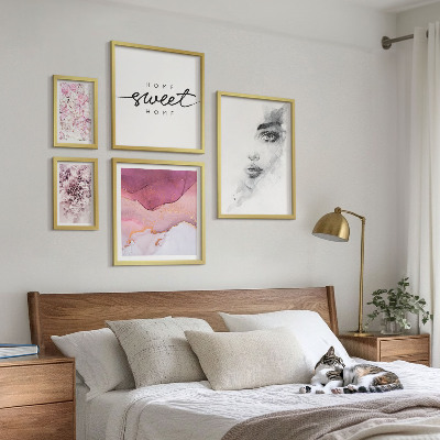 Polittico con cornice Ritratti di donne, fiori, pastello