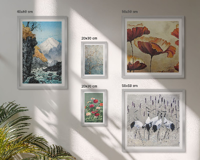 Set di 5 quadri Paesaggi con fiori e montagne