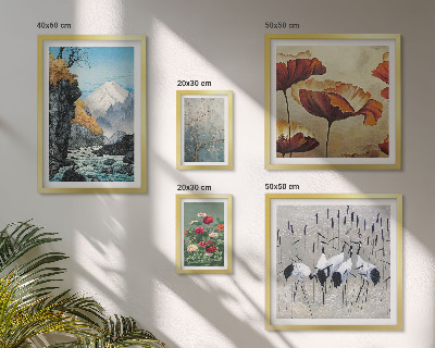 Set di 5 quadri Paesaggi con fiori e montagne