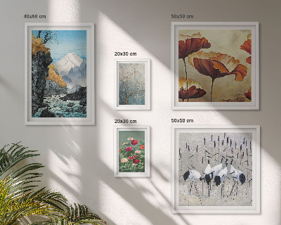 Set di 5 quadri Paesaggi con fiori e montagne
