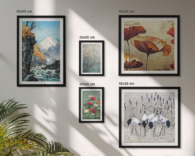 Set di 5 quadri Paesaggi con fiori e montagne