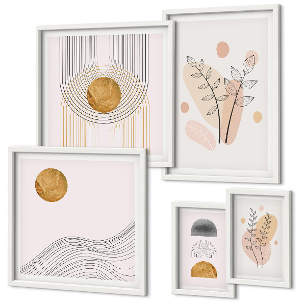 Polittico con cornice Piante eleganti e minimaliste