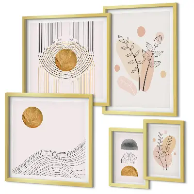 Piante eleganti e minimaliste polittico con cornice
