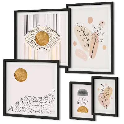Piante eleganti e minimaliste polittico con cornice