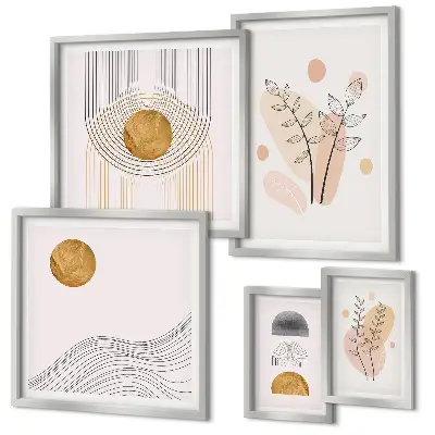 Piante eleganti e minimaliste polittico con cornice