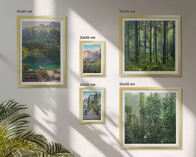 Set di quadri incorniciati con paesaggi montani e foreste
