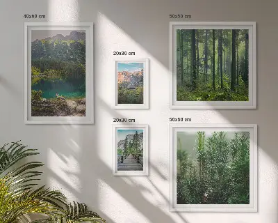 Set di quadri incorniciati con paesaggi montani e foreste