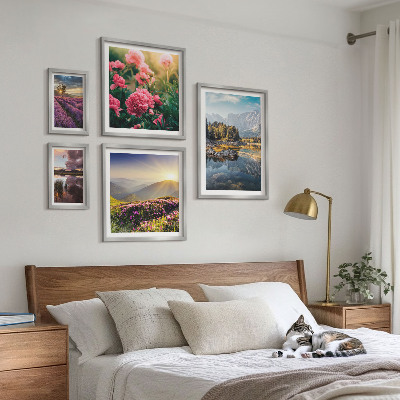 Set di 5 quadri Paesaggi natura fiori montagne