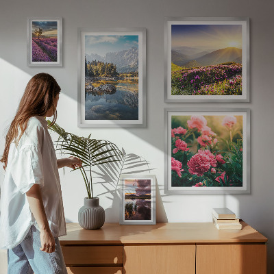 Set di 5 quadri Paesaggi natura fiori montagne