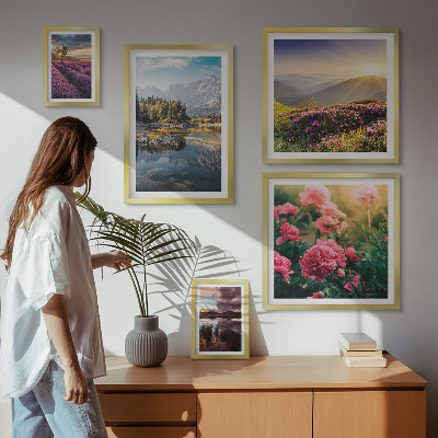 Set di 5 quadri Paesaggi natura fiori montagne