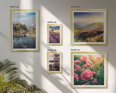 Set di 5 quadri con paesaggi di natura fiori e montagne