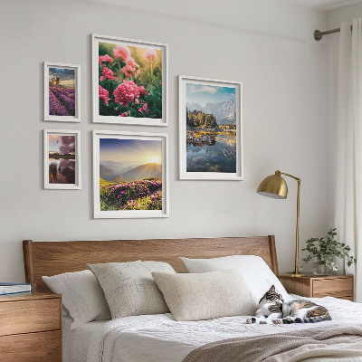 Set di 5 quadri Paesaggi natura fiori montagne