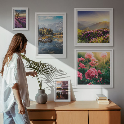 Set di 5 quadri Paesaggi natura fiori montagne
