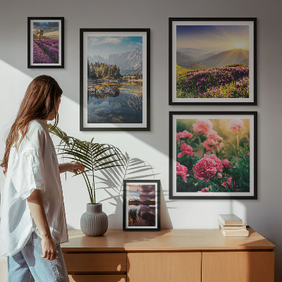 Set di 5 quadri Paesaggi natura fiori montagne