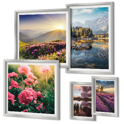 Set di 5 quadri Paesaggi natura fiori montagne