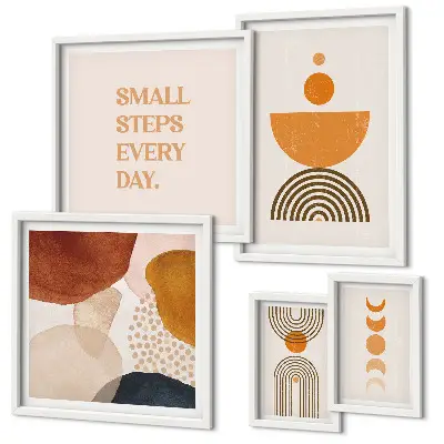 Set di quadri incorniciati con grafica elegante nei toni della terra