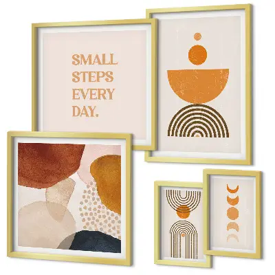 Set di quadri incorniciati con grafica elegante nei toni della terra