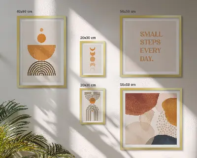 Set di quadri incorniciati con grafica elegante nei toni della terra