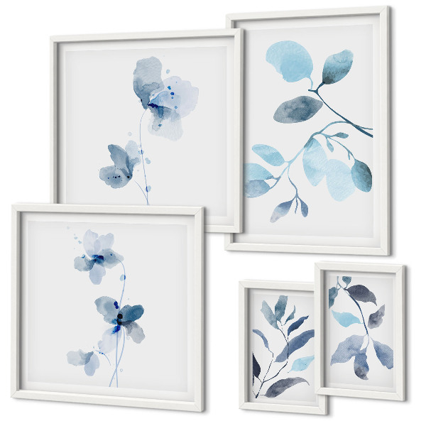 Polittico con cornice Dettagli vegetali blu