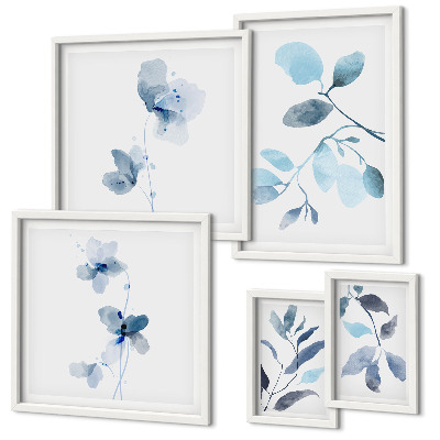 Polittico con cornice Dettagli vegetali blu
