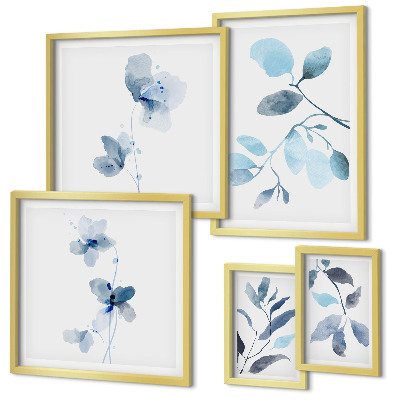 Polittico con cornice Dettagli vegetali blu