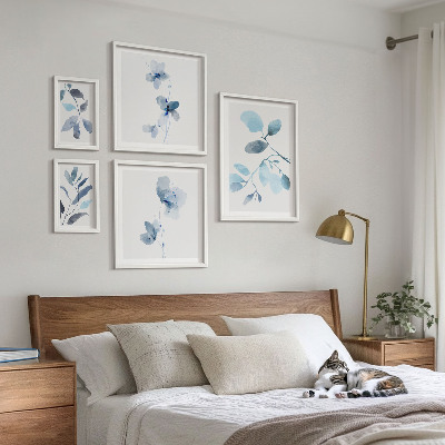 Polittico con cornice Dettagli vegetali blu