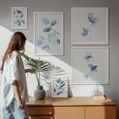 Polittico con cornice Dettagli vegetali blu