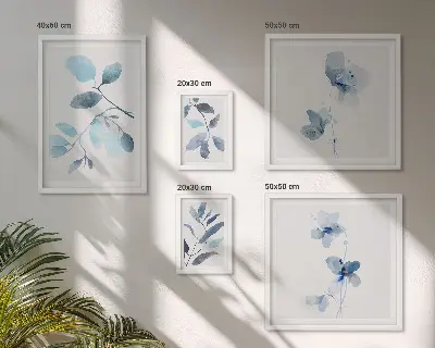 Dettagli vegetali blu polittico con cornice