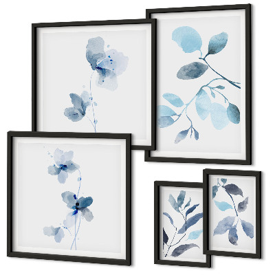 Polittico con cornice Dettagli vegetali blu