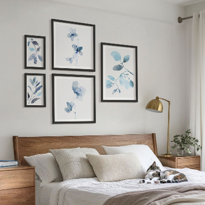 Polittico con cornice Dettagli vegetali blu