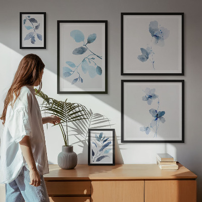 Polittico con cornice Dettagli vegetali blu