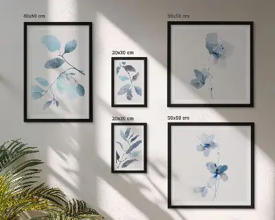 Dettagli vegetali blu polittico con cornice