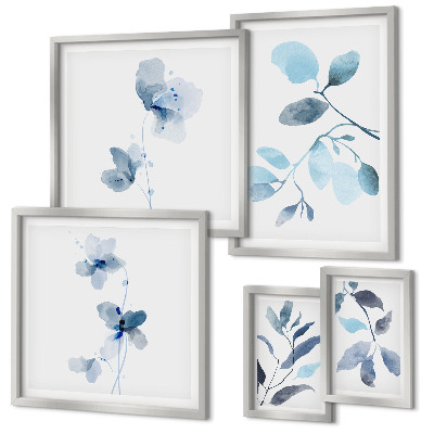 Polittico con cornice Dettagli vegetali blu