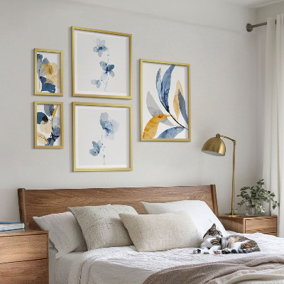 Set di 5 quadri Motivi vegetali in interni dai colori pastello