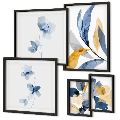 Set di 5 quadri Motivi vegetali in interni dai colori pastello