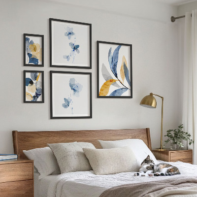 Set di 5 quadri Motivi vegetali in interni dai colori pastello