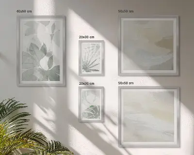 Set di quadri incorniciati con motivi vegetali grigi e bianchi