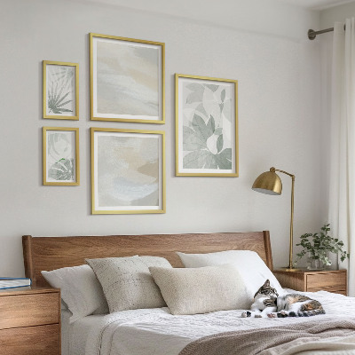 Set di quadri incorniciati Motivi vegetali grigi e bianchi