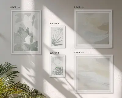 Set di quadri incorniciati con motivi vegetali grigi e bianchi