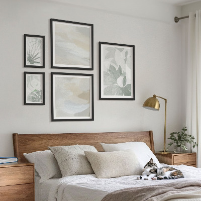 Set di quadri incorniciati Motivi vegetali grigi e bianchi