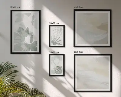 Set di quadri incorniciati con motivi vegetali grigi e bianchi